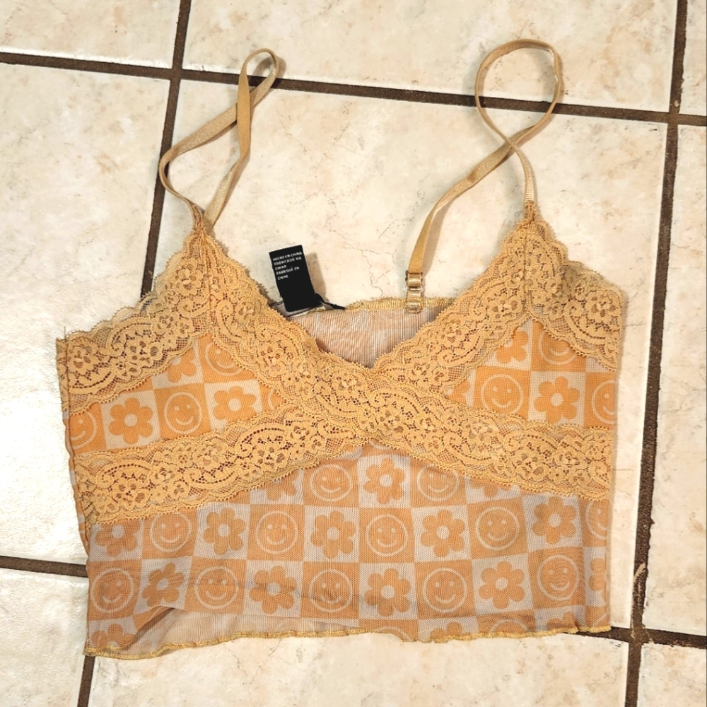Forever21 Y2K Style Crop Top Mesh Lace